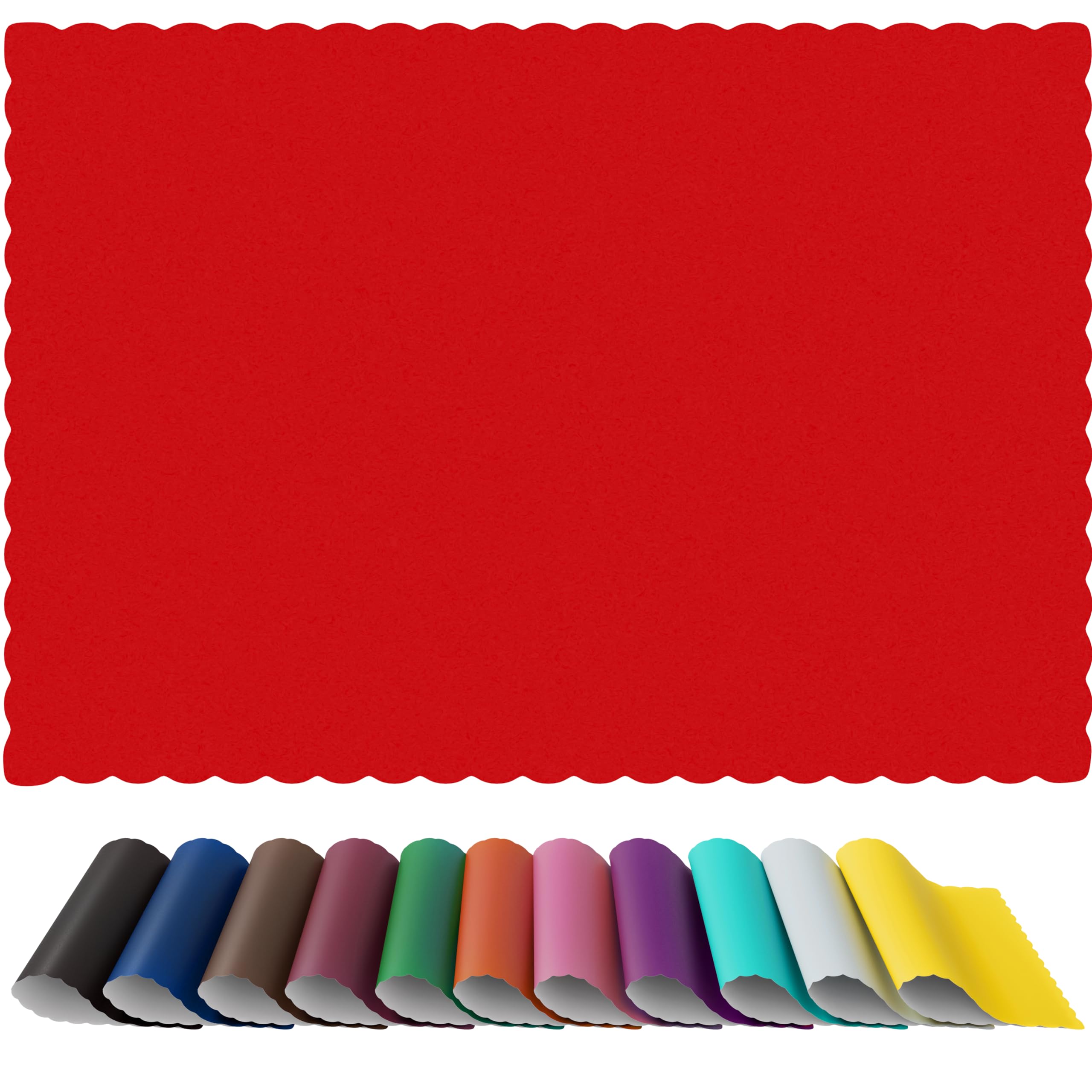Paper Placemats - Disposable - Scalloped Edge (100, Red)