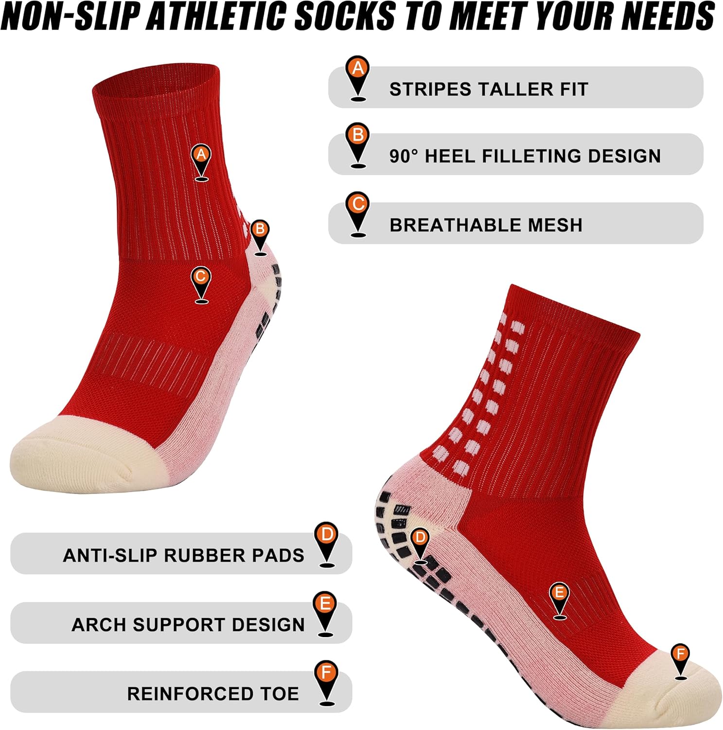 Grip Socks Soccer with Leg Sleeves | Anti-Slip Performance Socks for Men & Women | Includes Shin Guard Straps for Secure Fit - Image 4