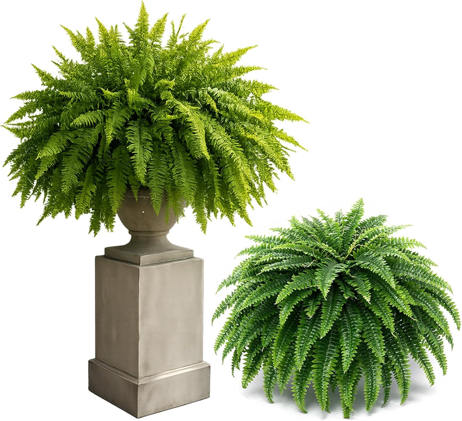 UV Resistant Lifelike Artificial Boston Fern, 2026 Artificial Faux Ferns for Outdoor Planter Large, Realistic Fake Feen Hanging Silk Fern Stems Indoor Basket Plant Urn Fillers Front Porch (38 Leaves)