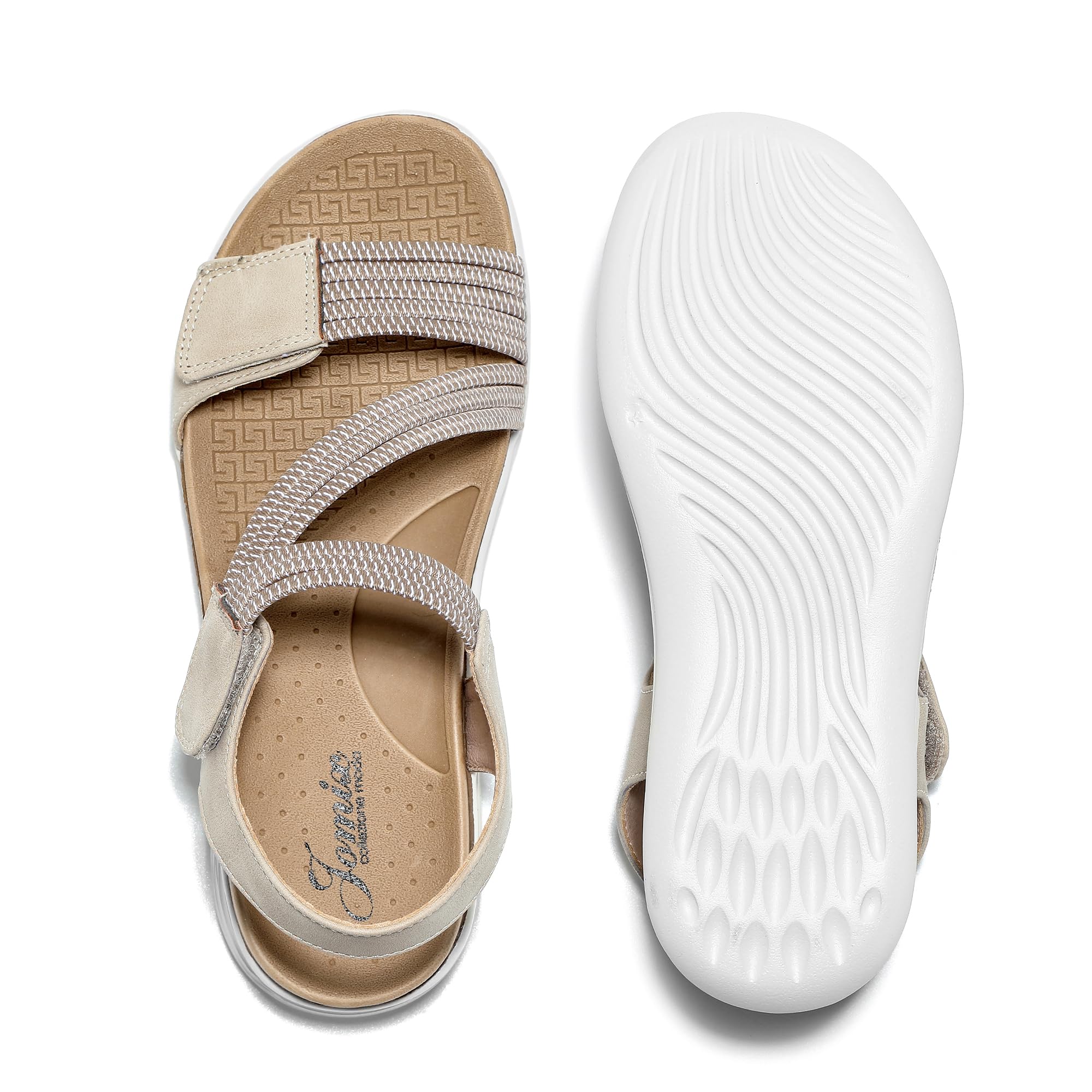 JOMIX Sandali Donna Comodi Estivi con Fasce Elastiche e Plantare Ergonomico Morbido Chiusura Strappo a Regolabile da Passeggio Leggeri per Tutti i Giorni