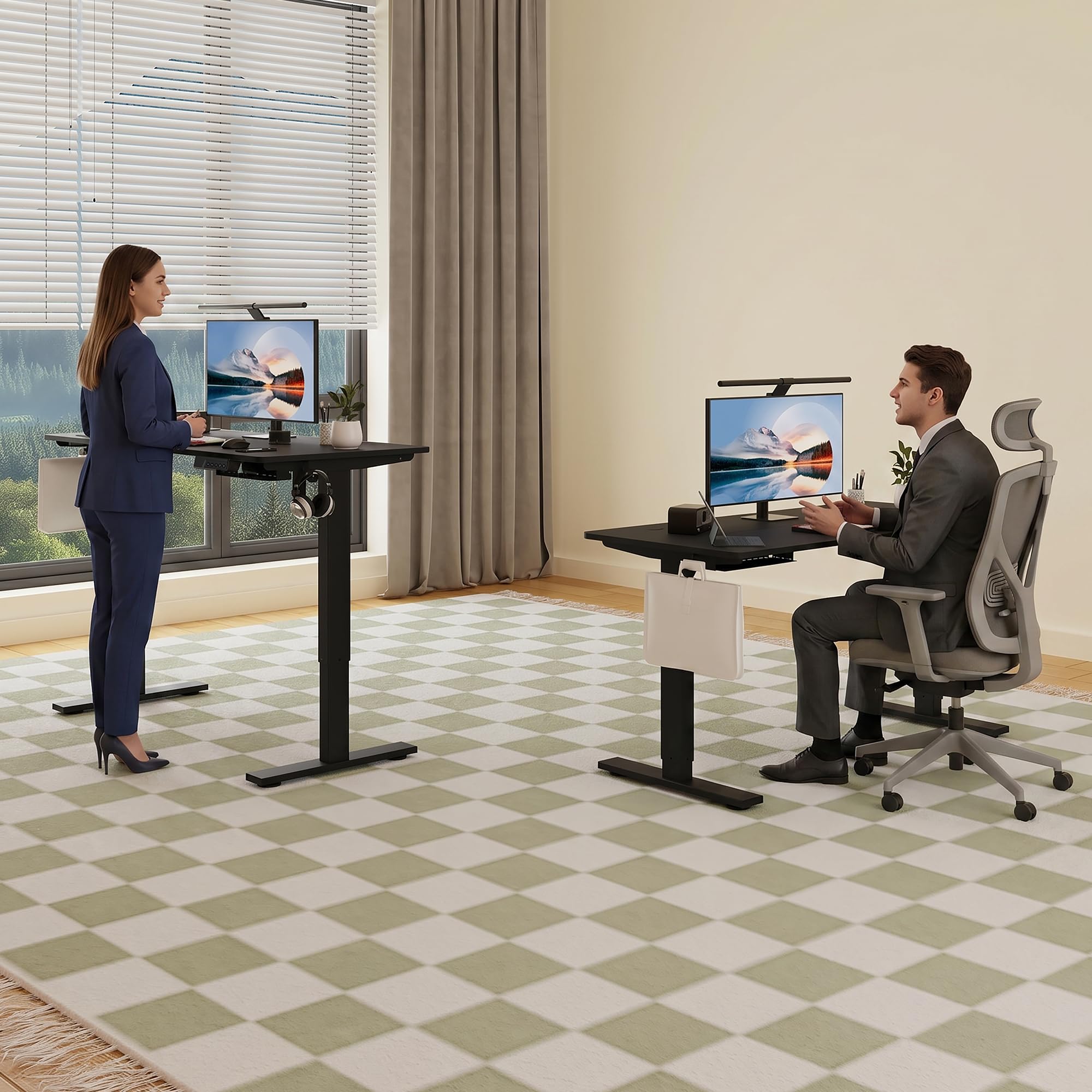 Höhenverstellbarer Schreibtisch 60x110cm,Elektrischer Schreibtisch mit Memory- und Anti-Kollisionsfunktion,Höhenverstellbar 70–117 cm, Ideal für Büro, Homeoffice und Gaming(Schwarz)