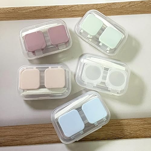 Miniatura 4 de Howinn Estuche para lentes de contacto con tapa abatible, colorido soporte para lentes de contacto, estuche de contacto transparente, mini lente de