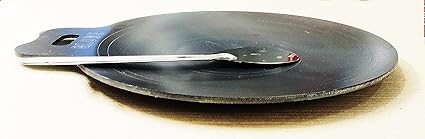 Madurai ARTISANS Club - SOUTHINDIAN Iron TAWA - PRE-Seasoned - 5 MM Thick CONCAVE Design - 14 INCH Diameter ( Iron, Black ) (14 INCH / 5 MM Thick)