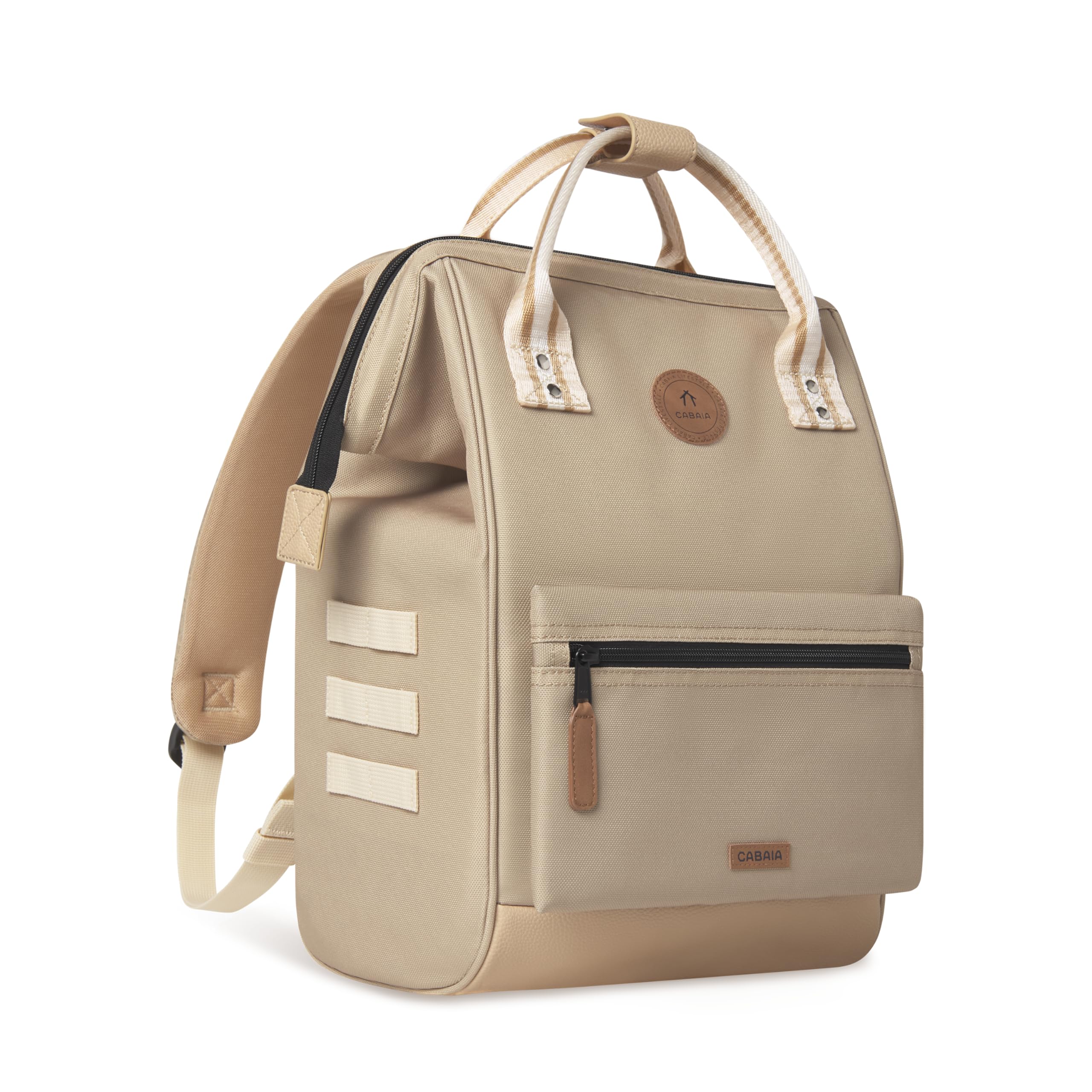 Cabaïa - Zaino Adventurer Lobito - Medium 18L - Idrorepellente - scomparto per PC fino a 13″ - 2 tasche intercambiabili - Vegan certificato - Zaino da viaggio, lavoro e scuola - Beige
