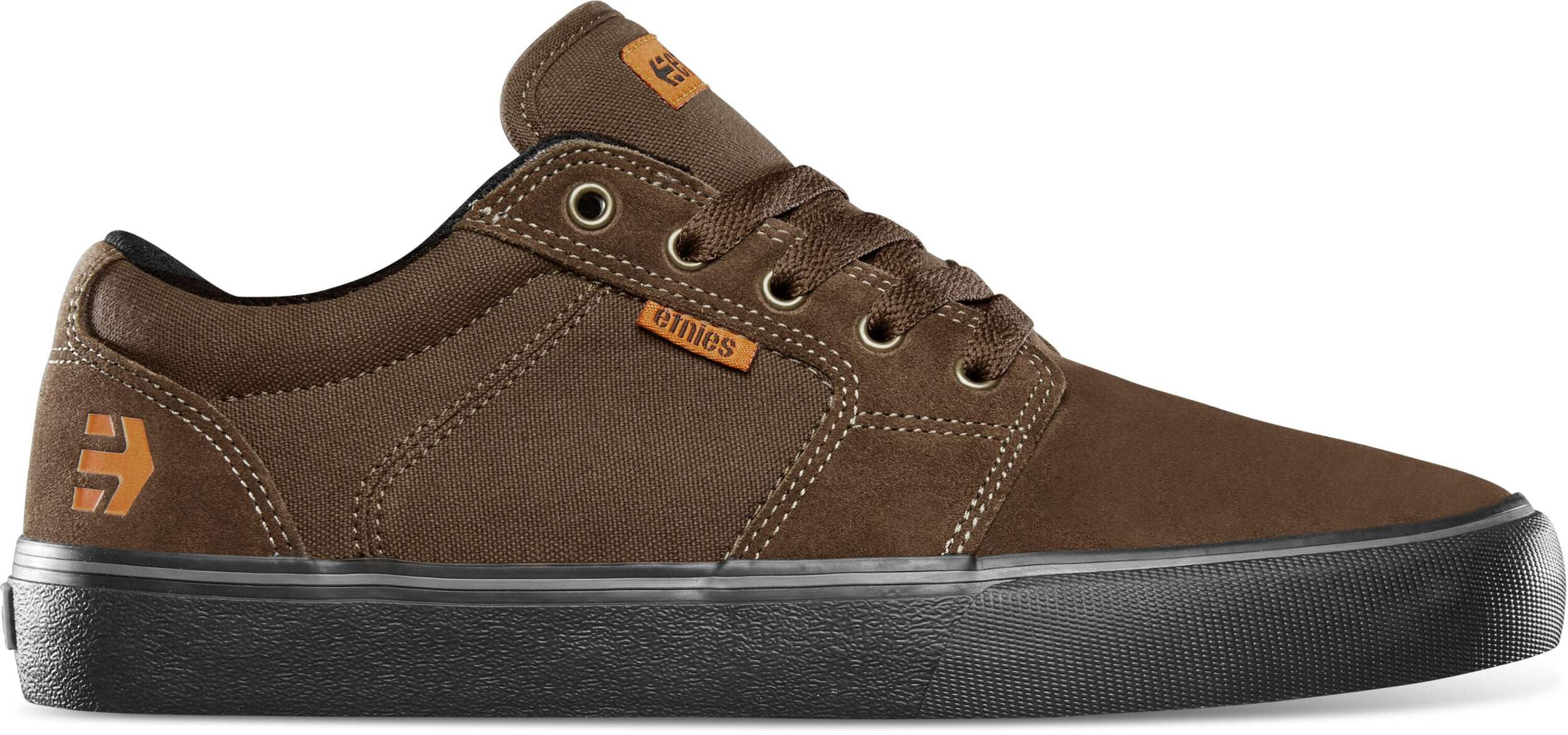 Etnies Barge LS – Classic Skate Look, Slim Vulcanized Silhoutte, Hefty Armored Collar, Reinforced Vulc - Brown/Black - 37