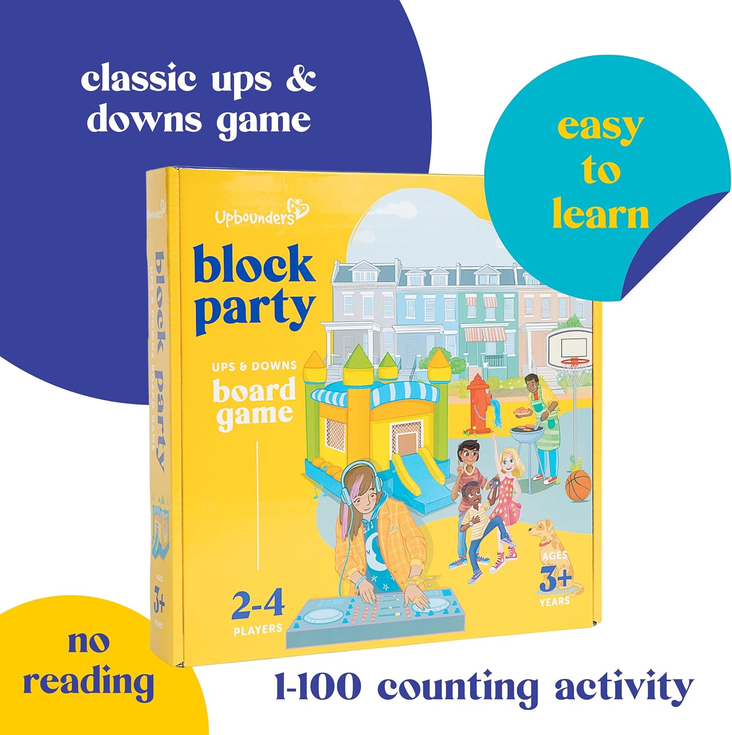 Block Party Board Game for Kids Ages 3 and Up, Fun Easy to Learn Ups and Downs Preschool Game for 2-4 Players (Multicultural Eco-friendly) image 2 of 5 B09VJK3KL9