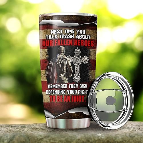 Miniatura 4 de Vaso de veterano del ejército de 20 onzas para hombres, tu aprobación no es necesaria, taza de la fuerza aérea de Dios para veteranos de la marina