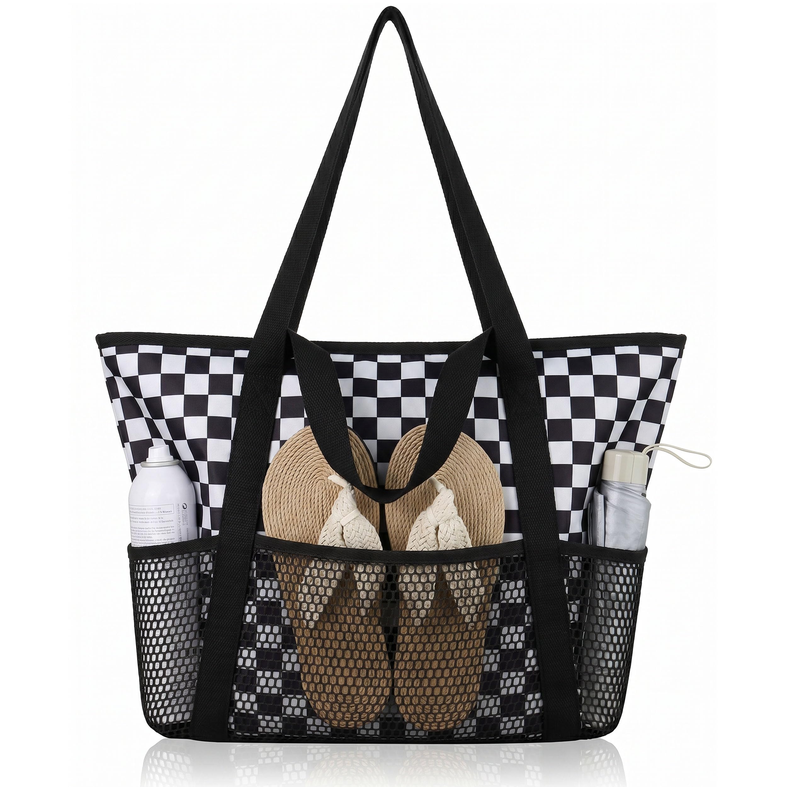 HOMESPON Mesh Beach Bag Sandproof Water Resistant Tote Zipper Pool Bag