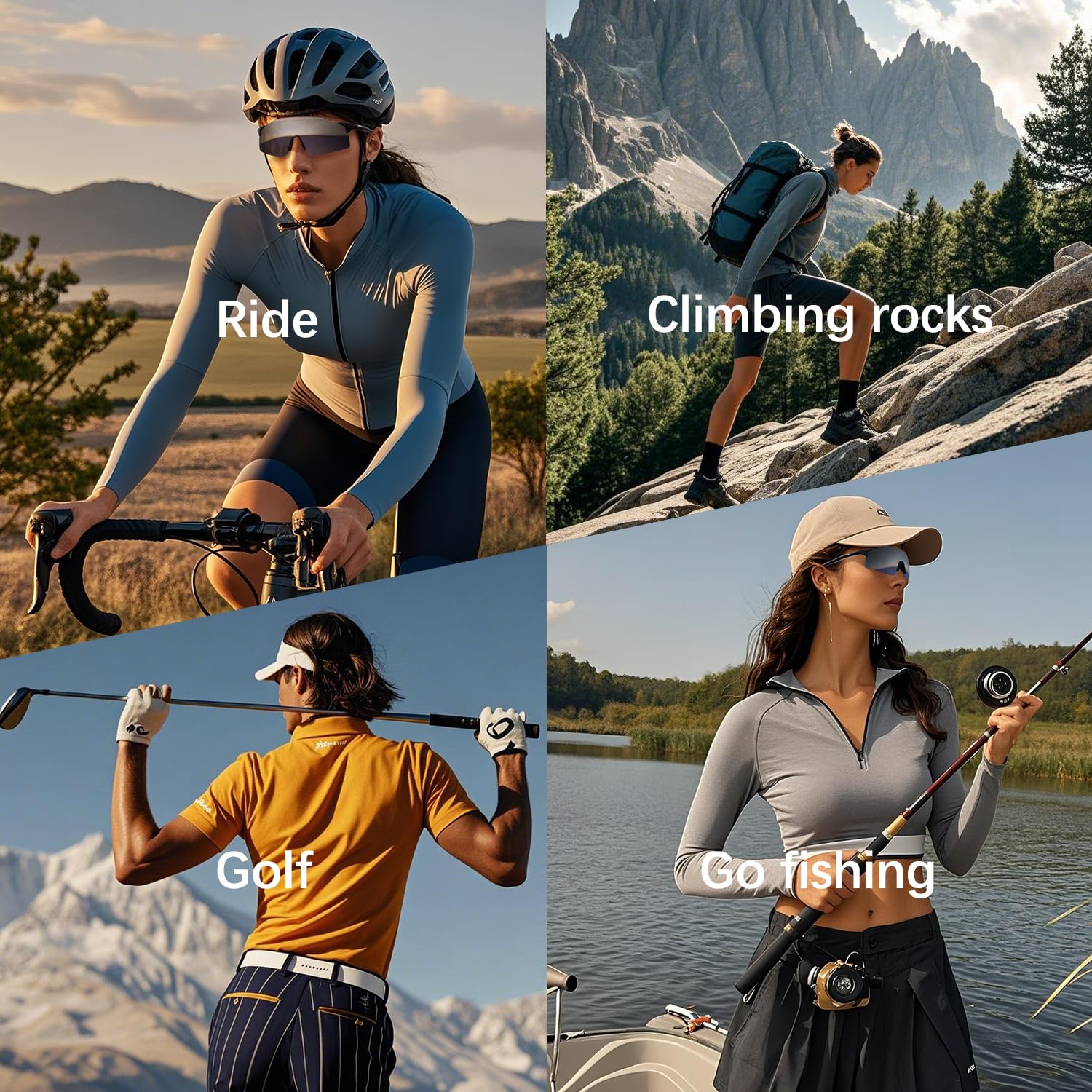 WGKVP Sport Sunglasses Men and Women?UV400 Protection Cycling Glasses For Bike Baseball Golf Hiking Running (Blue Black)