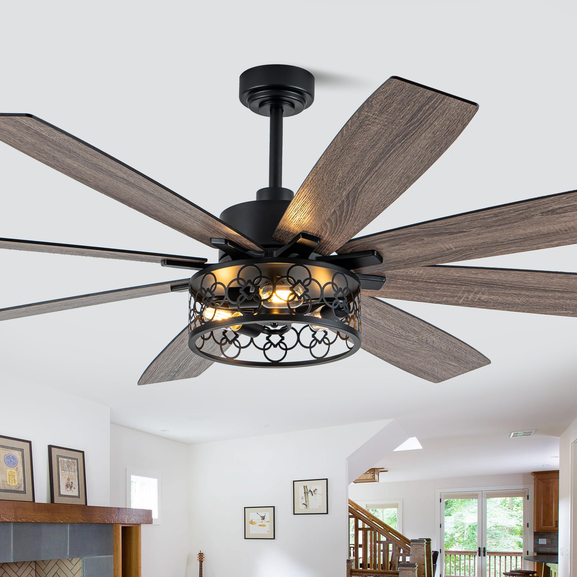 72" Farmhouse Ceiling Fans with Lights and Remote Control