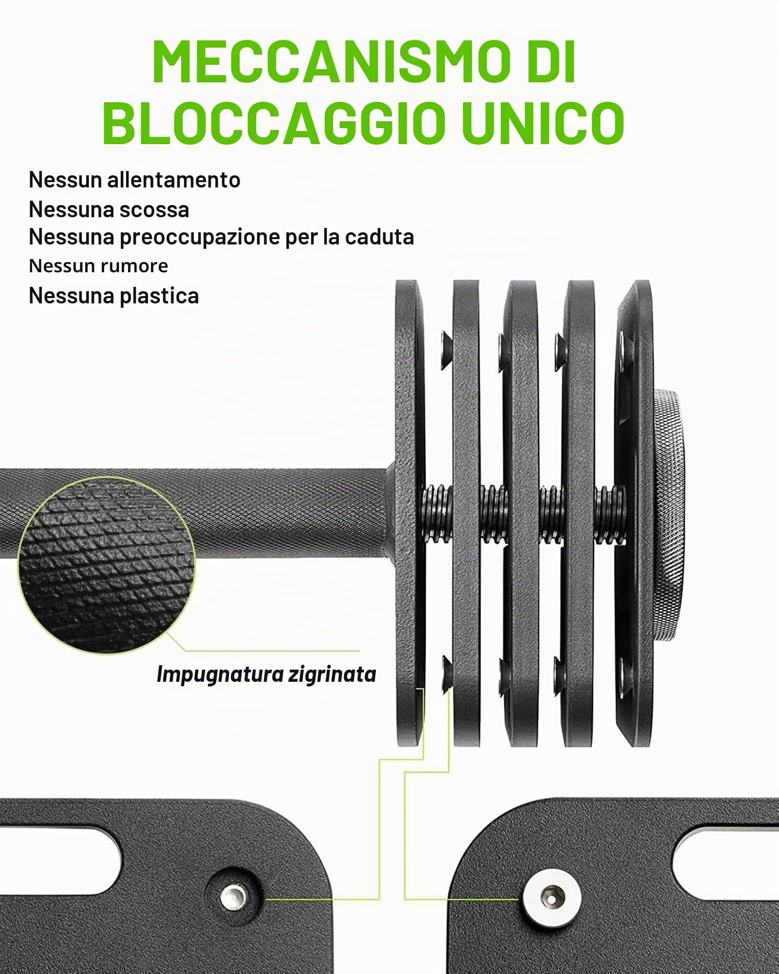 Eisenlink Manubrio corto da 20 kg (4-20 kg), regolabile e compatto, forma quadrata, con impugnatura antiscivolo, per fitness, allenamento, palestra a casa (20 kg × 1)