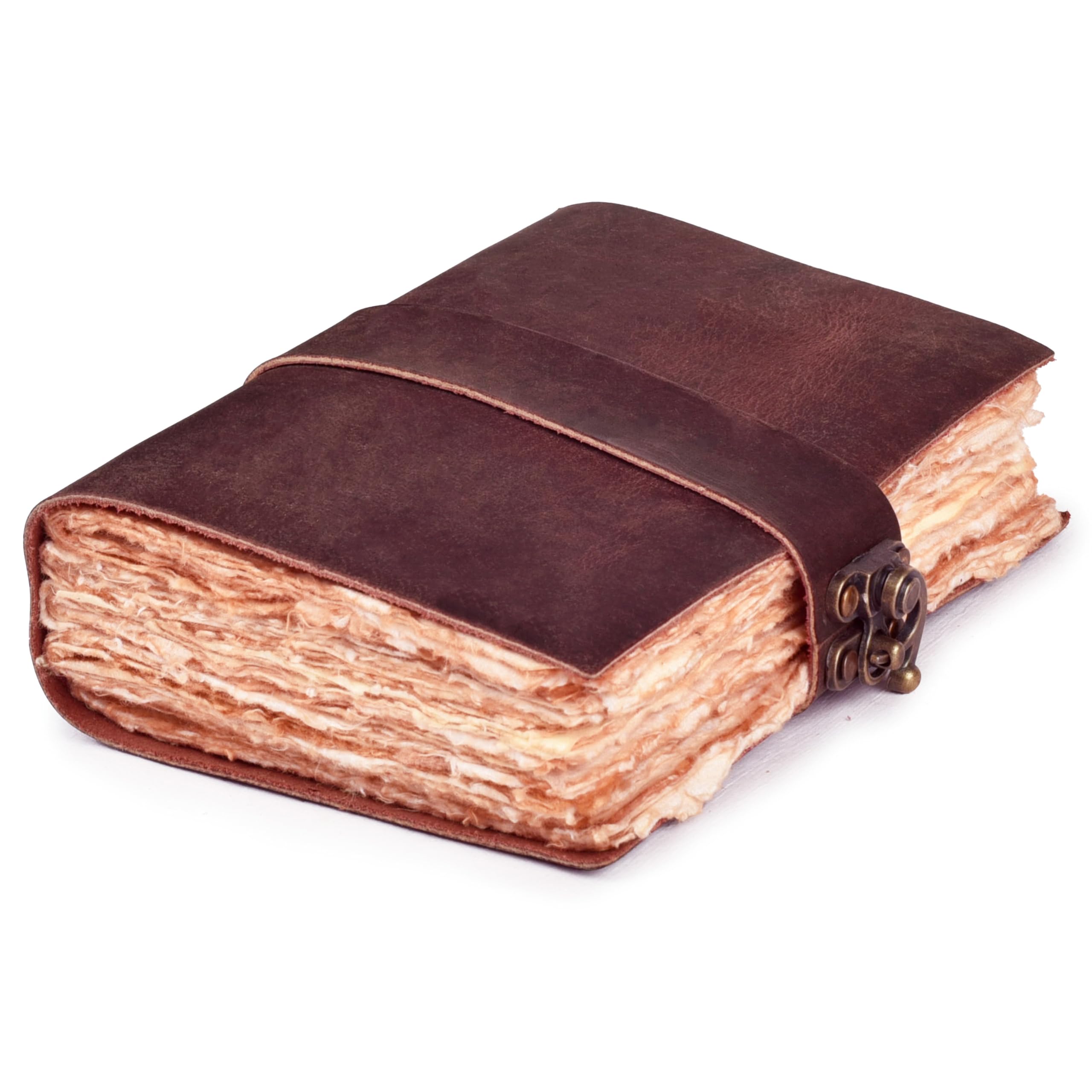LEATHER VILLAGE Leather Bound Vintage Journal for Women & Men - Book of Shadows - Lock Closure - 200 Pages of Antique Deckle Edges Handmade Watercolor Paper - Fuchsia - 7X5 inches