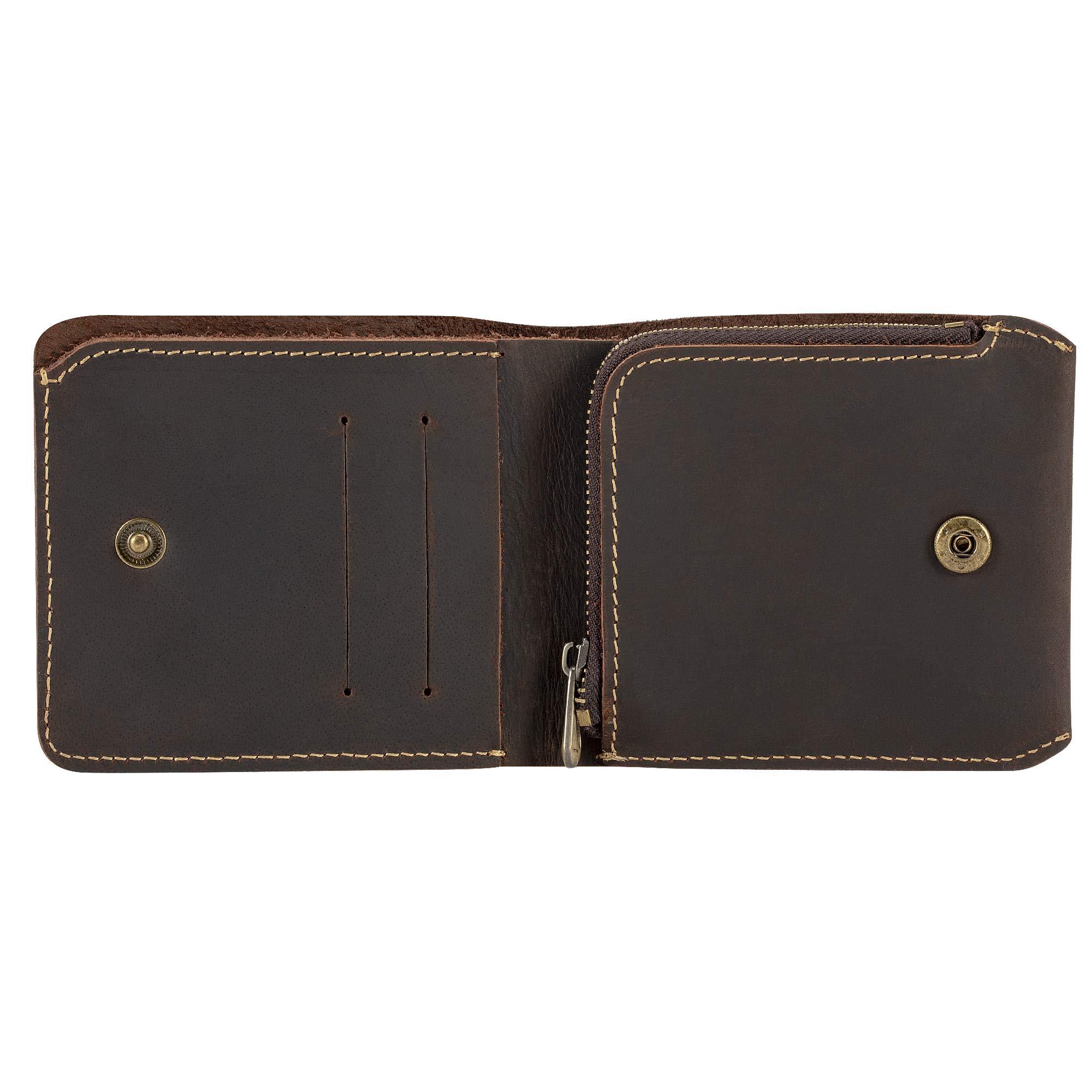 Leather Mens Wallet-Sleek and Slim with Coin Zipper Slot Long Lifespan