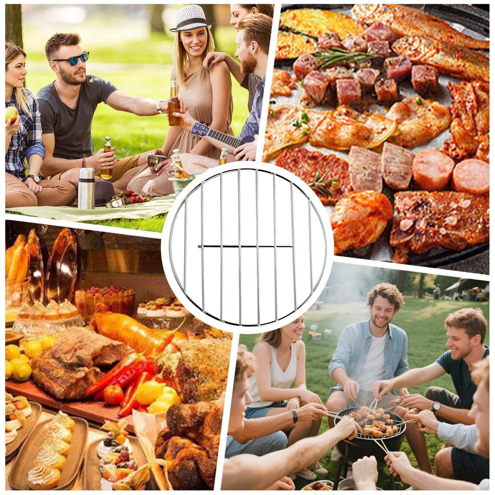 Rundes Drahtgitter – Edelstahl-Backblechgestell zum Kochen und Grillen, stabiles Tablett mit Mehrzwecknutzung, Grillrost zum Braten, Dämpfen, Küche, Picknick, Camping, Hinterhof, Garten