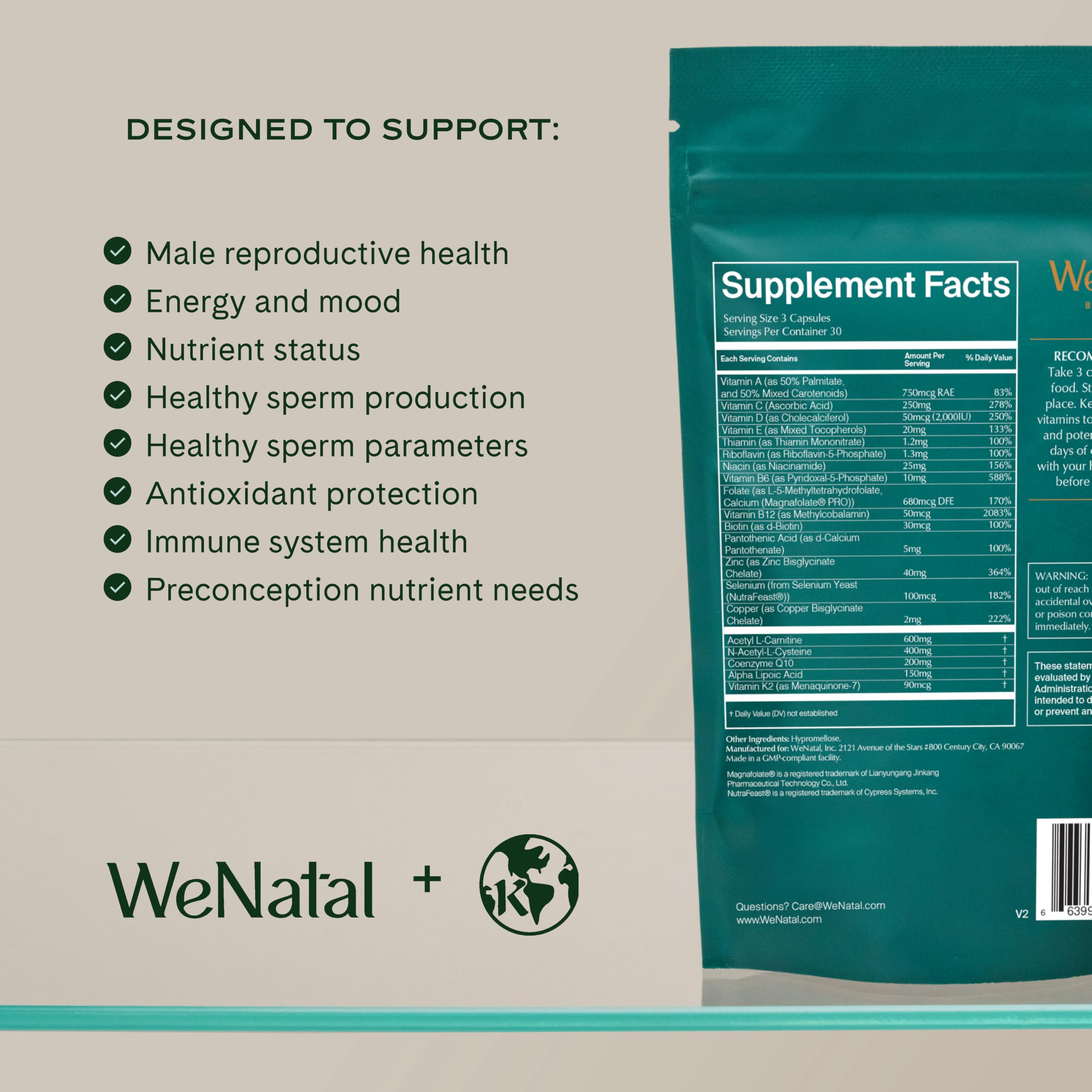 WeNatal for Him Prenatal Vitamins – CoQ10, NAC, L-Carnitine, 90 Capsules — Amazon image 4
