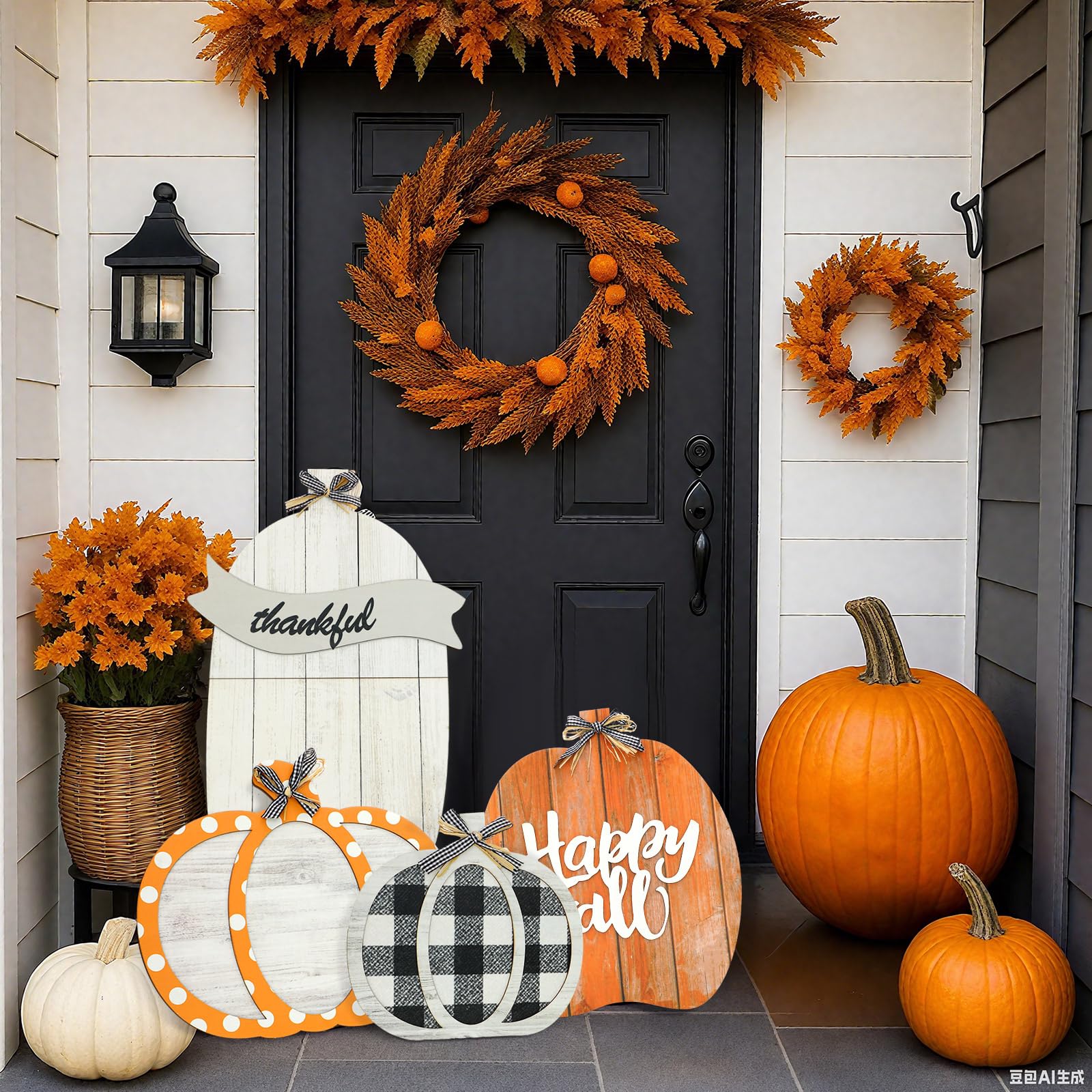 Amazon.com : Kigley Set of 4 Fall Porch Decorations Outdoor Wood