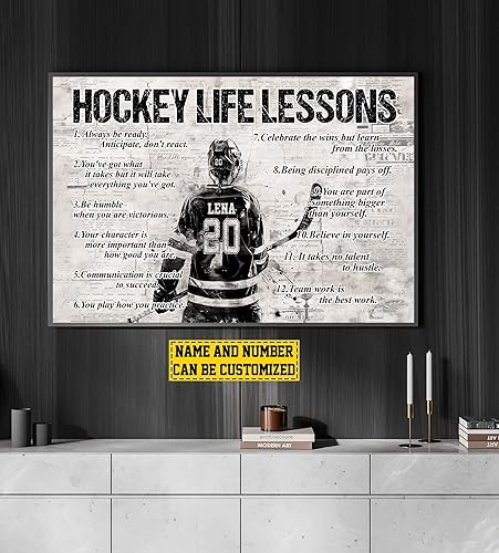 Miniatura 4 de Generic Pintura motivacional personalizada de lienzo de hockey para niña, lecciones de vida de hockey, citas inspiradoras decoración de arte de