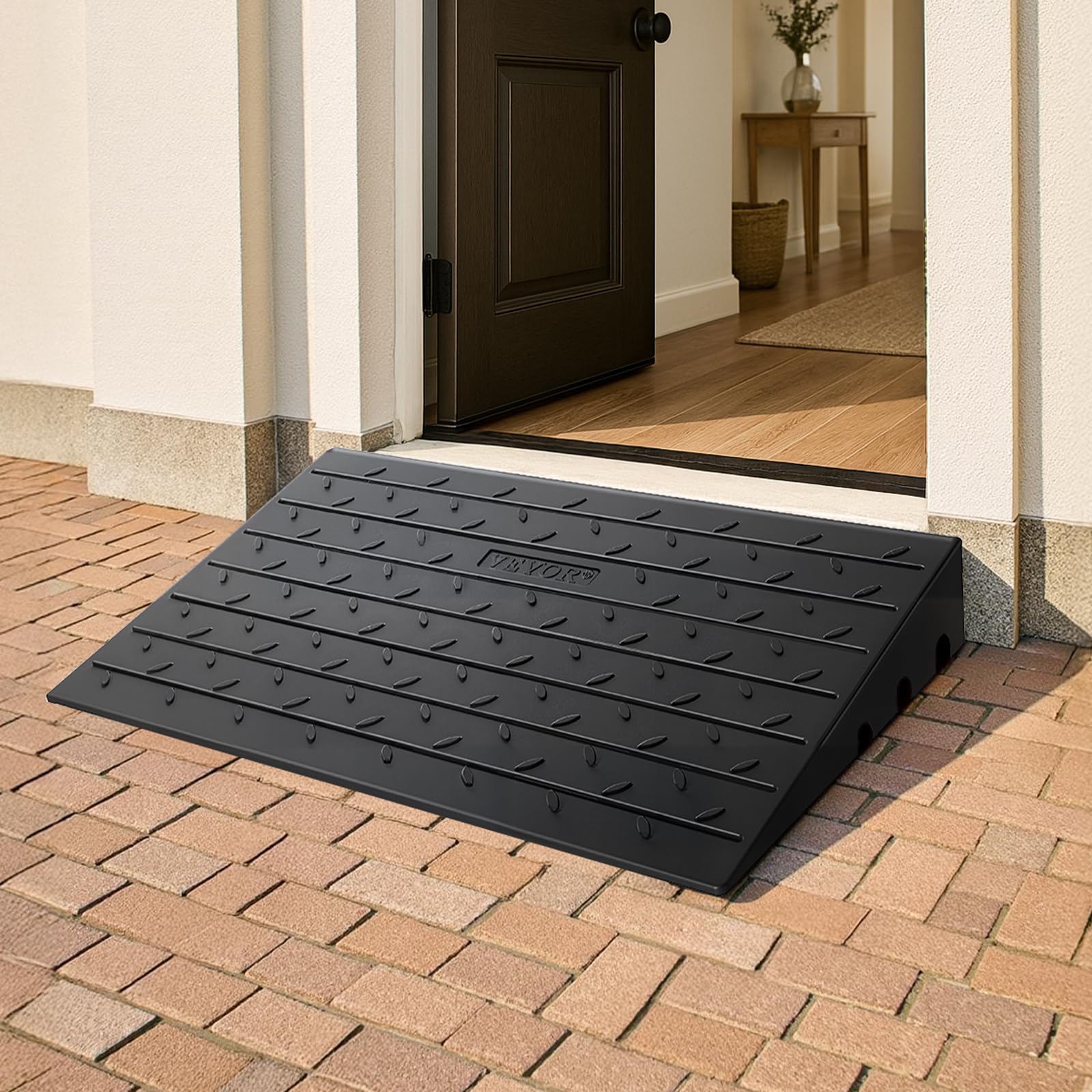 VEVOR Rampa di Soglia in Gomma, Porta con Rampa di Soglia 2,6", Copertura del Cavo a 3 Canali Rampa di Soglia in Gomma Solida, Ingresso Angolato in Gomma Capacità di Carico di 2202 libbre
