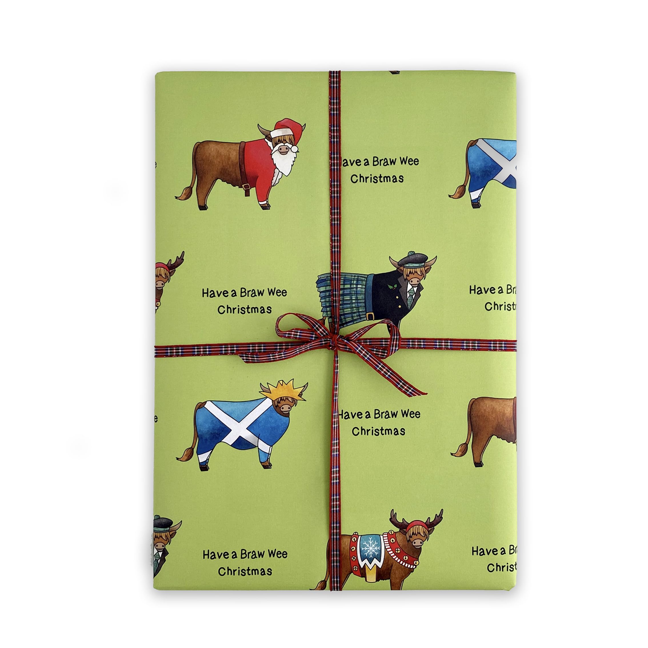 Scottish Christmas Gift Wrap. Pack of 5 Highland Cow Christmas Wrapping Paper. Highland Cow Scotland Christmas Gift Wrapping Paper. Christmas Wrap Pack/Highland Coo Holiday Gift Wrap - Image 4