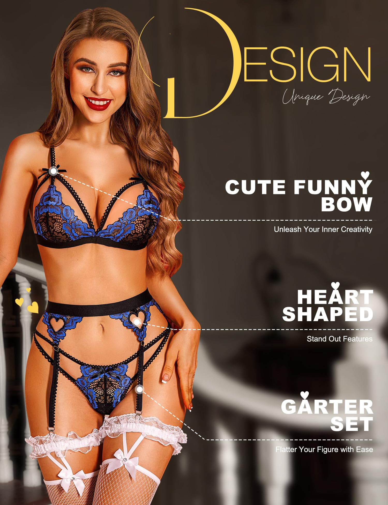 Damen Spitzen-Strumpfband-Dessous-Set
