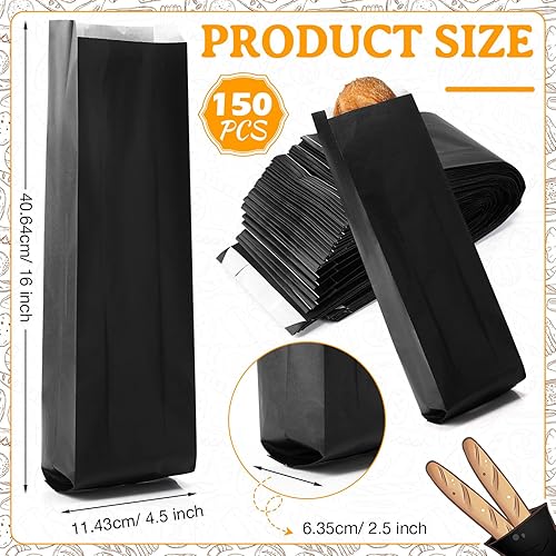 Miniatura 9 de Yahenda 150 bolsas de pan de papel, bolsas de pan caseras, bolsas de almacenamiento de pan de papel, bolsas de almacenamiento de pan largo