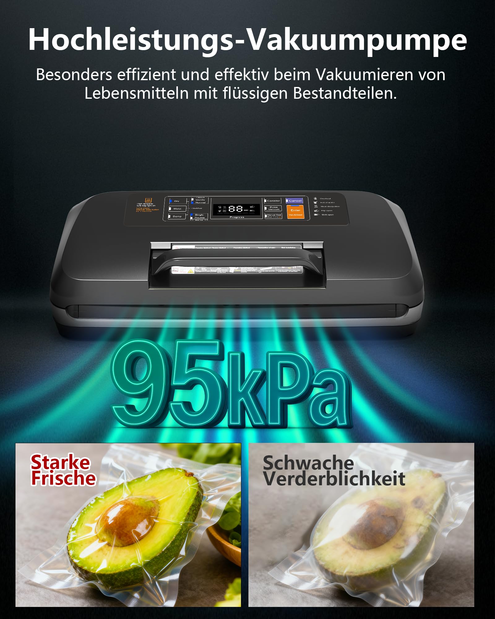 Aparato 12 en 1 con Doble Soldadura: Envasadora al Vacío Doméstica y Profesional para Alimentos de 95 kPa – Incluye Easy-Lock, Cortador de Film, Bandeja Desmontable para Conservación de Larga Duración