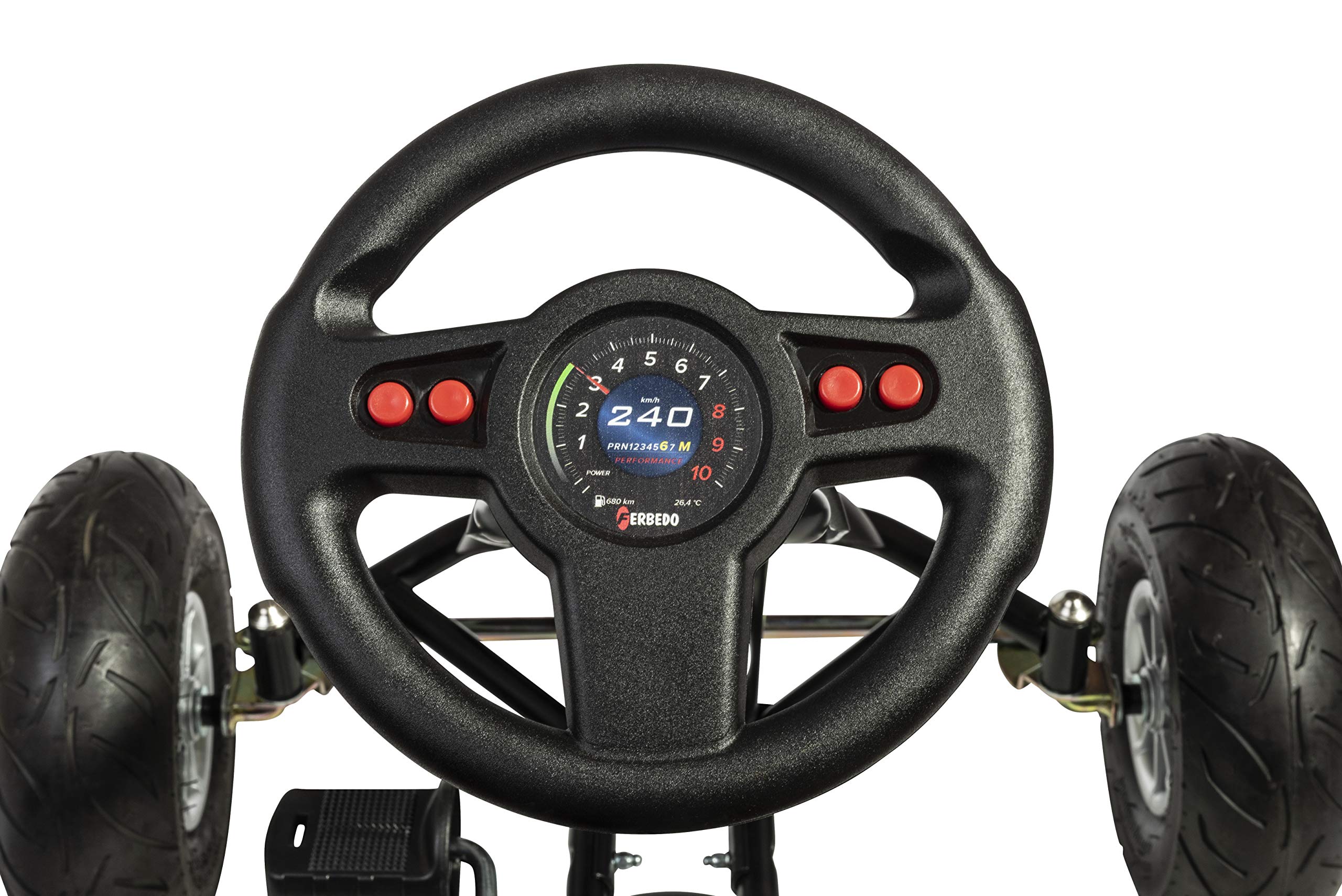 Ferbedo Go Kart AT X-Racer 105007 (Kart Noir avec Volant sonore et pneus gonflables, à partir d'environ 3-8 Ans) 102 x 60 x 64 cm