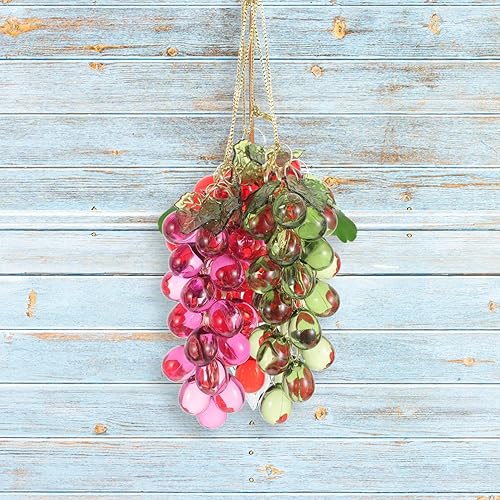 Miniatura 2 de EXCEART Adorno acrílico de racimo de uva, 3 piezas de uvas artificiales, decoración colgante para Navidad, fiesta, boda