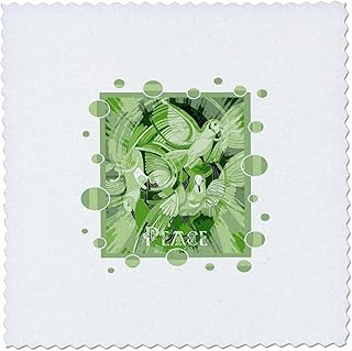 3dRose Dove with Celtic Peace Text in Green Tones 6x6 inch Quilt Square