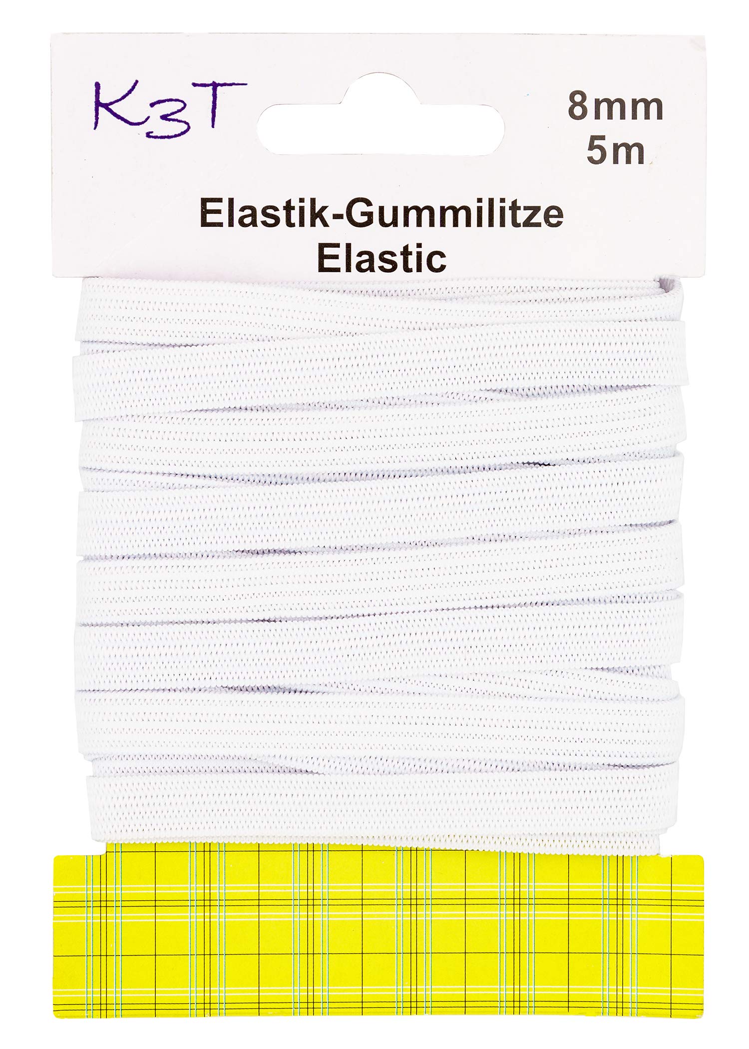 K3T 81085-K3T Rubber Band, White, 8 mm x 5 m