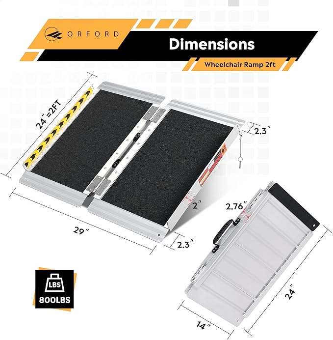 ORFORD Non Skid Wheelchair Ramp 2FT, Utility Mobility