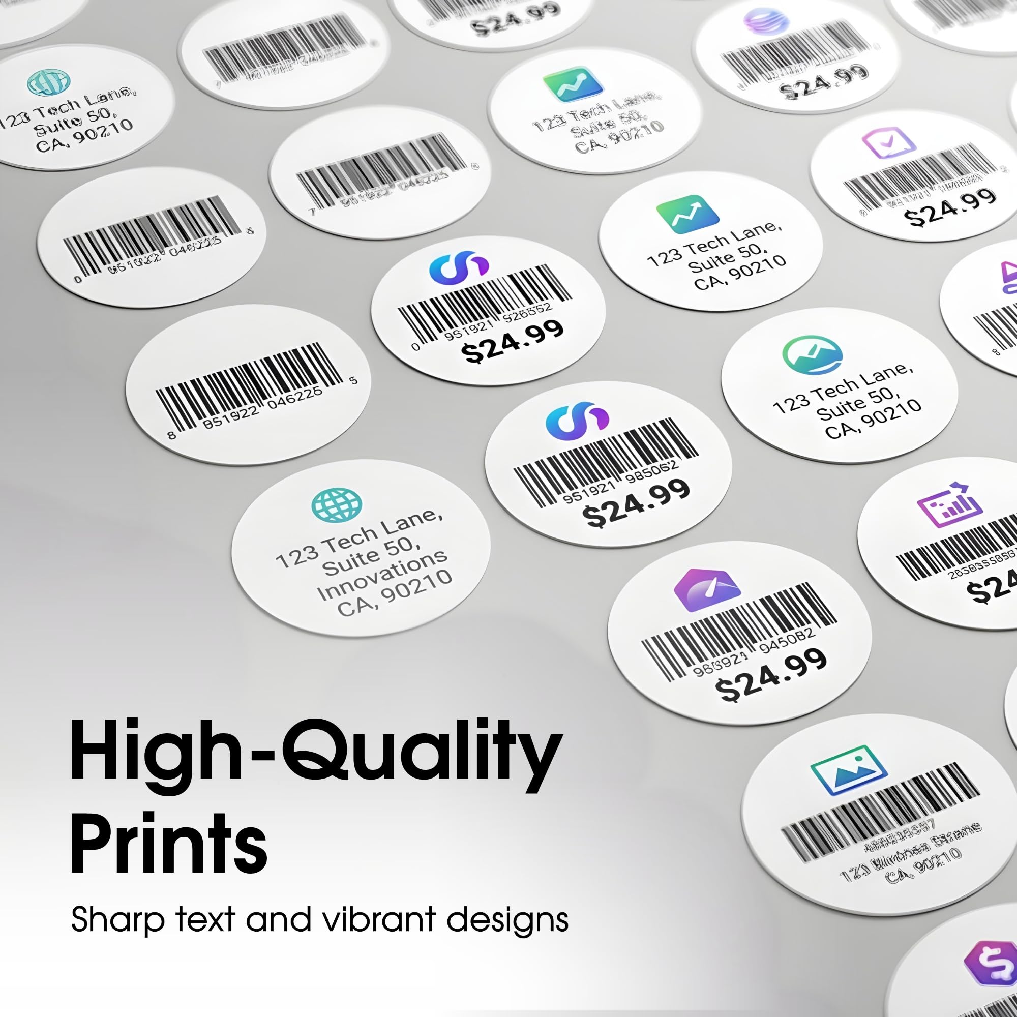 Spartan Industrial Etiquetas imprimibles láser y de inyección de tinta, etiquetas adhesivas circulares blancas de 0.75 pulgadas, 250 hojas, 27000 etiquetas en total para precios, etiquetado de