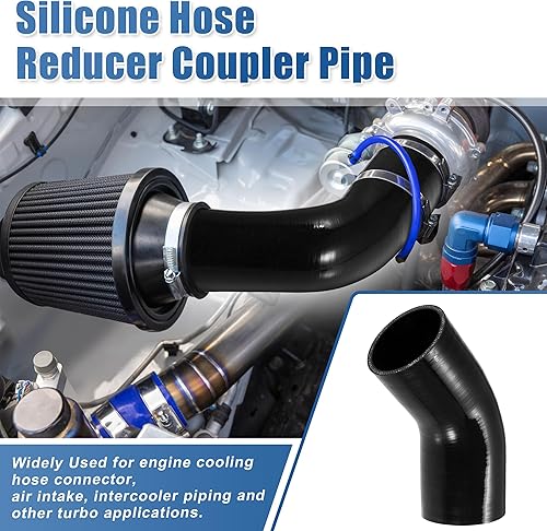 Miniatura 9 de X AUTOHAUX 1 juego de 45 grados 3.0 pulgadas a 4.0 pulgadas ID 4 capas reductor de codo de coche de silicona acoplador de manguera intercooler tubo