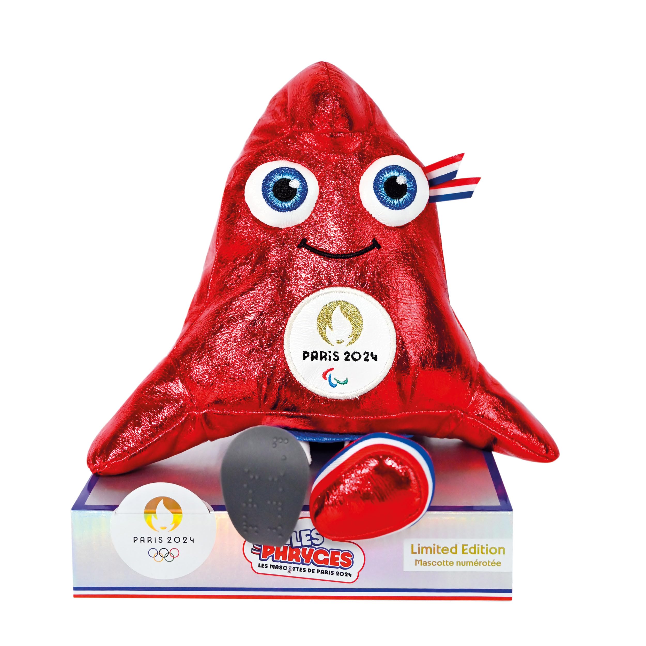 Doudou et Compagnie- Fryge Mascotte Peluche Paralimpico Edizione Limitata e numerata, Colore Rosso, 29 cm, jo2429
