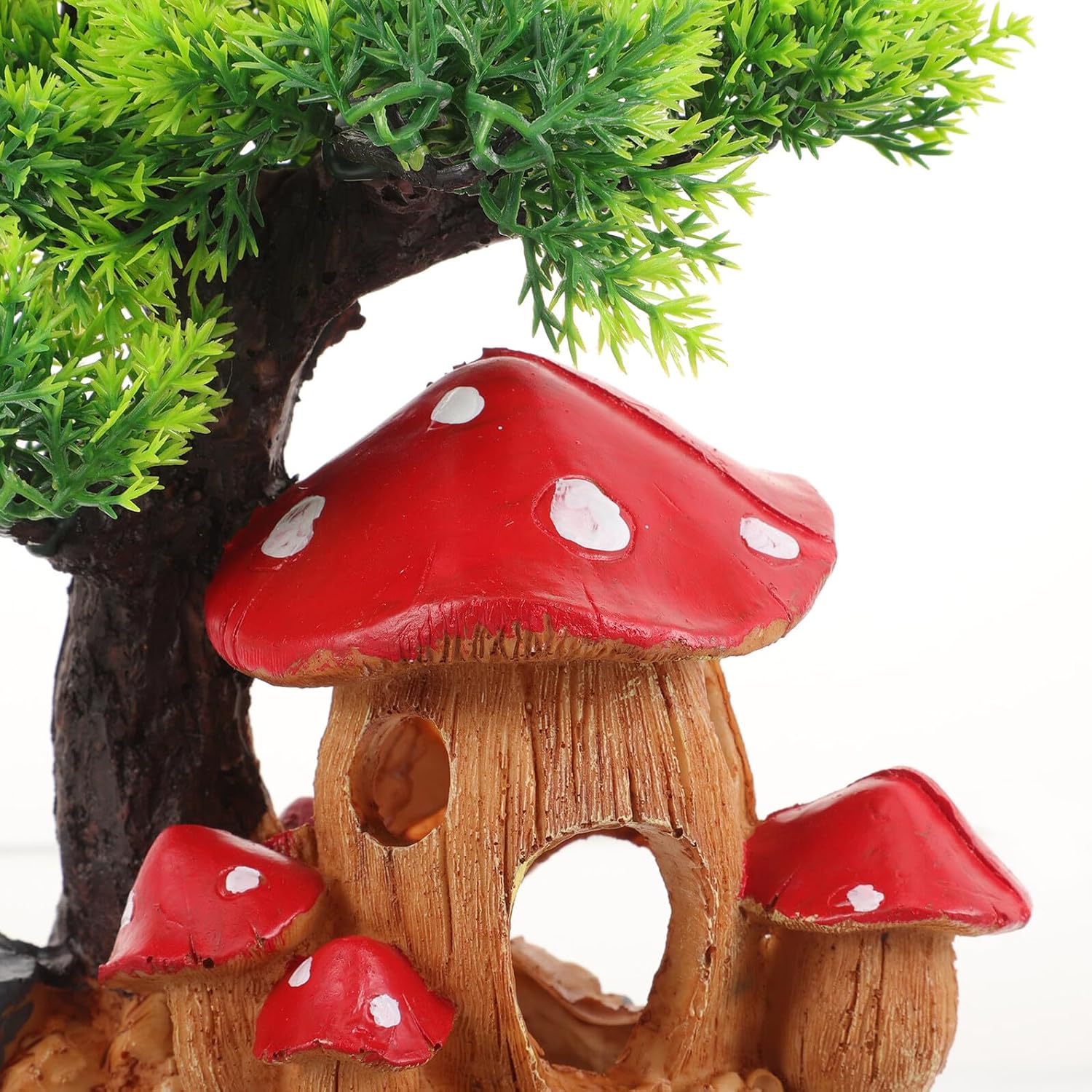 NUOBESTY Reptile Hideout Mushroom House Resin Shelter Small Pet Cave Creative Hiding Place for Terrarium Habitat Decor Suitable for Lizards Turtles and Amphibians