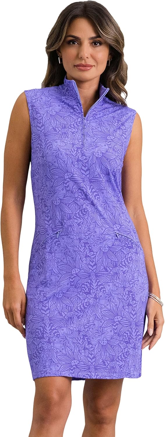 IBKUL Athleisure Wear Sun Protective UPF 50+ Icefil Cooling-Annie Sleeveless Mock Neck Dess
