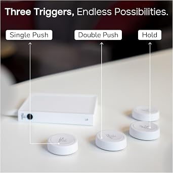 Flic Smart Button White – 3 Pack. Control Lights, Music & More with Push, Double Push, or Hold. Works with Alexa, HomeKit, Matter. Setup via Flic App for iOS & Android. Bluetooth & WiFi Required.
