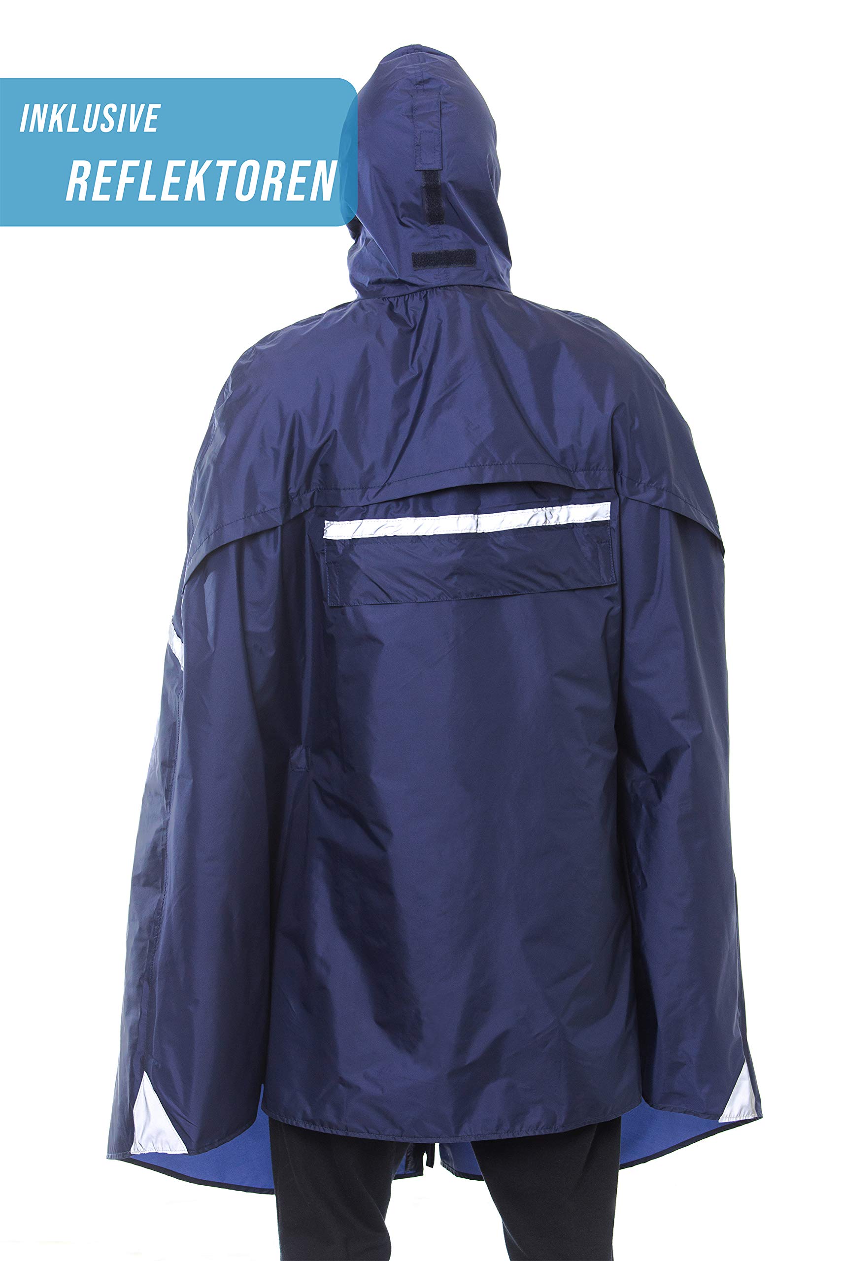 HOCK Poncho de lluvia premium con cremallera, ideal para bicicletas eléctricas y ciclomotores, poncho impermeable con reflectores, protección contra la lluvia para hombre y mujer, ropa impermeable de