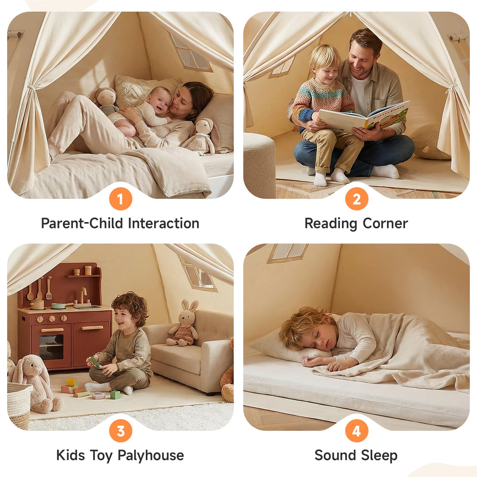 Tente de lit pour chambre d'enfant - Tente pour enfants : sol lit enfants caverne tente maison de jeu intérieure - portable et pliable lit double lit superposé rideaux - grande taille filles et