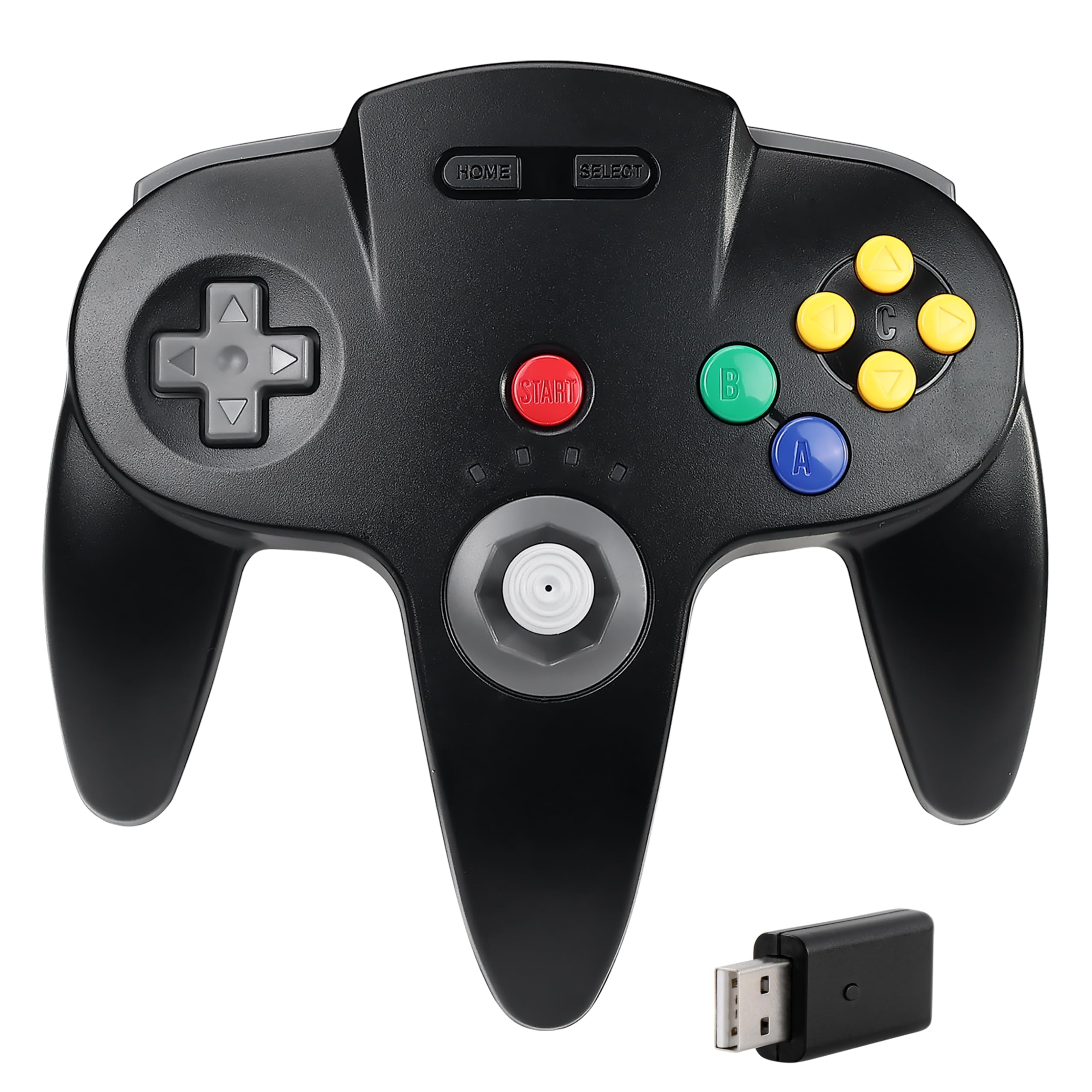 2.4 GHz Wireless N64 Switch Online Controller, USB Receiver, Compatible with Windows PC Laptop iOS Mac Raspberry Pi, Switch Online/NSO - (Rechargeable) (Plug and Play) Black
