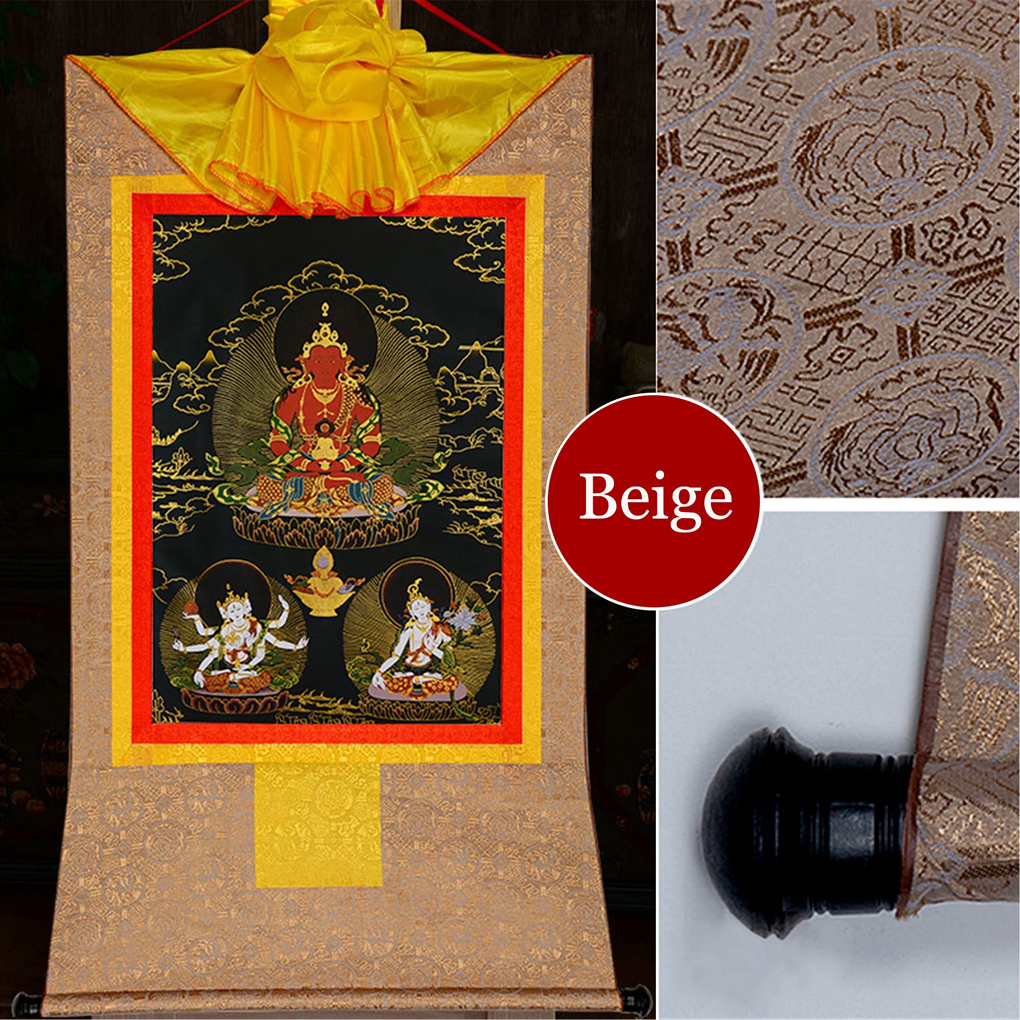 Gandhanra Thangka Tibetano - Amitayus Thangka - Buddha della vita