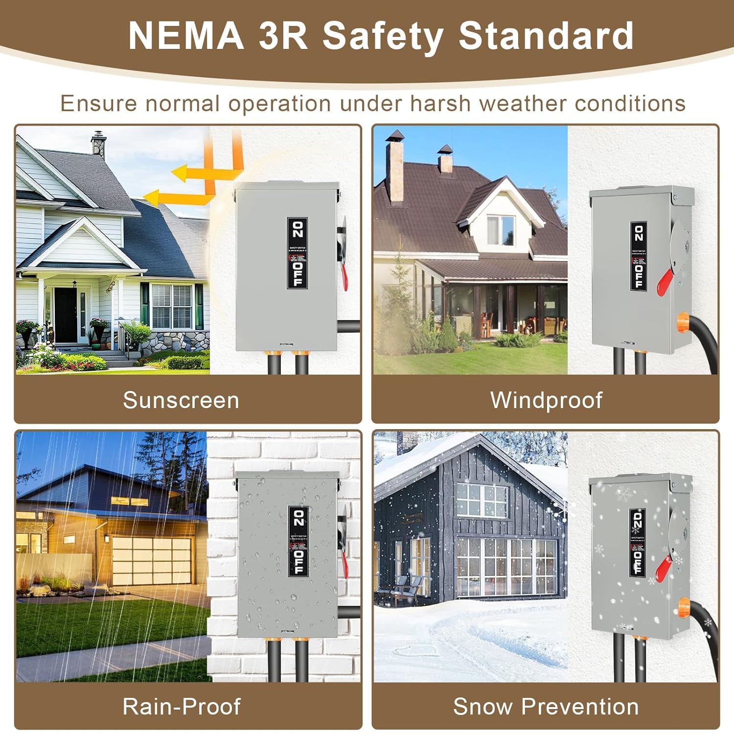 【Upgrade】 3P 30 Amp Disconnect,Disconnect Switch,Add Ground Design,Non-Fusible,NEMA 3R Standard,Heavy Duty Steel Material,Rust and Corrosion Resistant,for Indoor and Outdoor,120/240v,11-Year Warrnaty