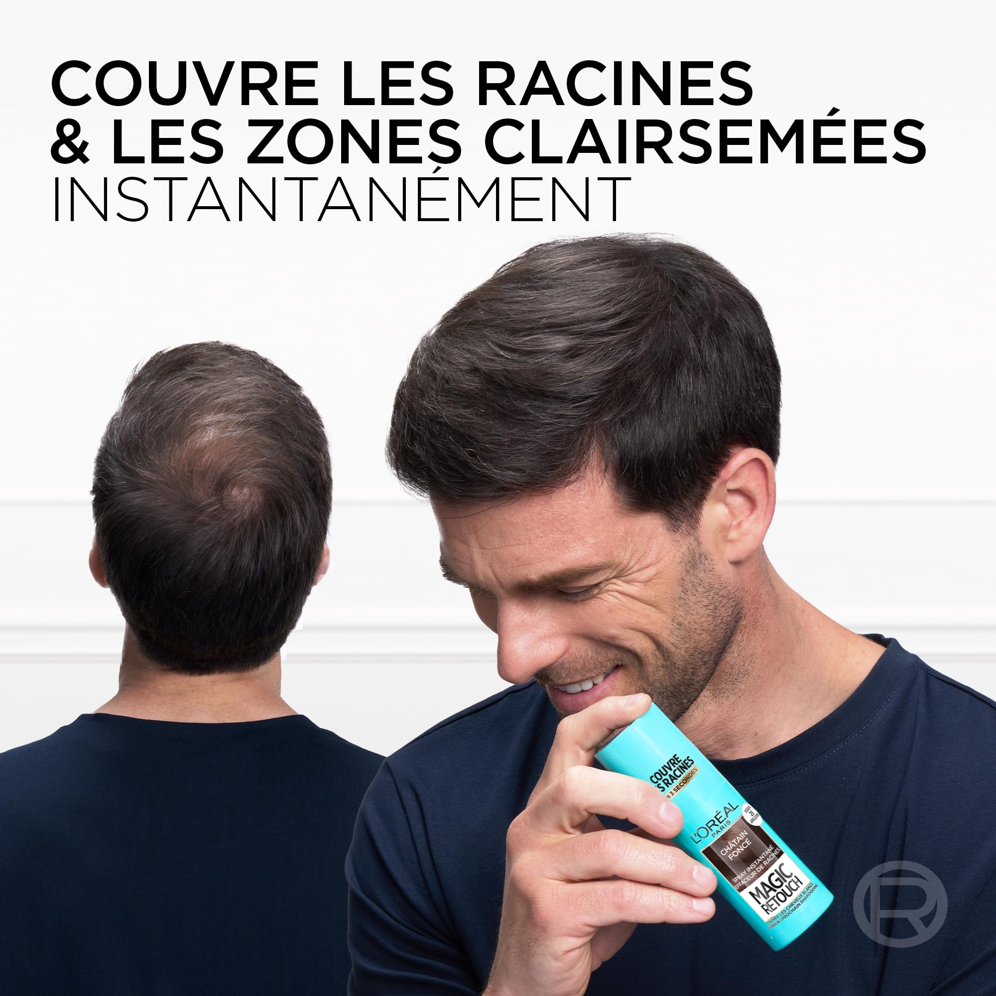 L’ORÉAL PARIS - Spray Instantané Correcteur de Racines & Cheveux Blancs - Hommes & Femmes - Magic Retouch - Châtain Foncé - 2x75ml