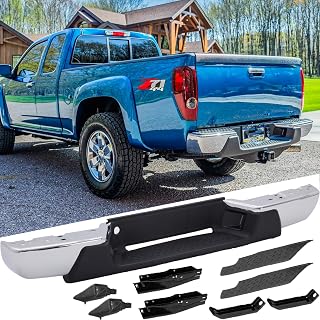 Rear Steel Step Bumper Assembly Compatible with 2004-2007 Chevy Colorado & 2004-2007 GMC Canyon Chrome Back Bumper Replacement for GM1103145