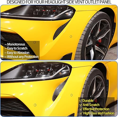 Miniatura 2 de Cubierta de ventilación de fibra de carbono real para Toyot Supra GR A90 A91 MK5 2019-2022, cubierta de salida de ventilación lateral para faros