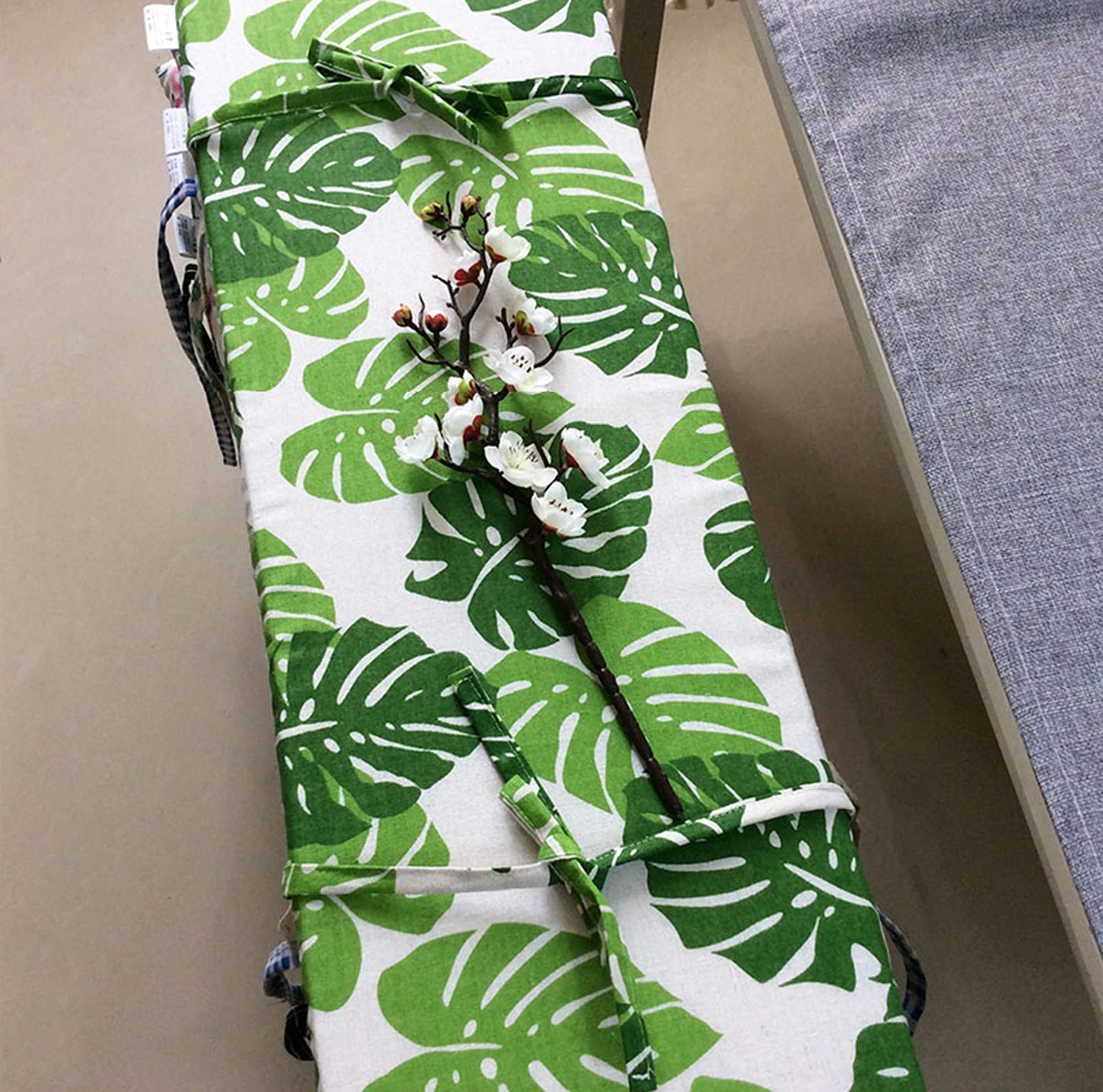 Miękka nakładka na ławkę ogrodową z wiązaniami o grubości 4 cm – 150 x 30 cm, wymienna podkładka do siedzenia dla 2-3-osobowej, do użytku wewnątrz i na zewnątrz, wzór D, 150 x 30 cm