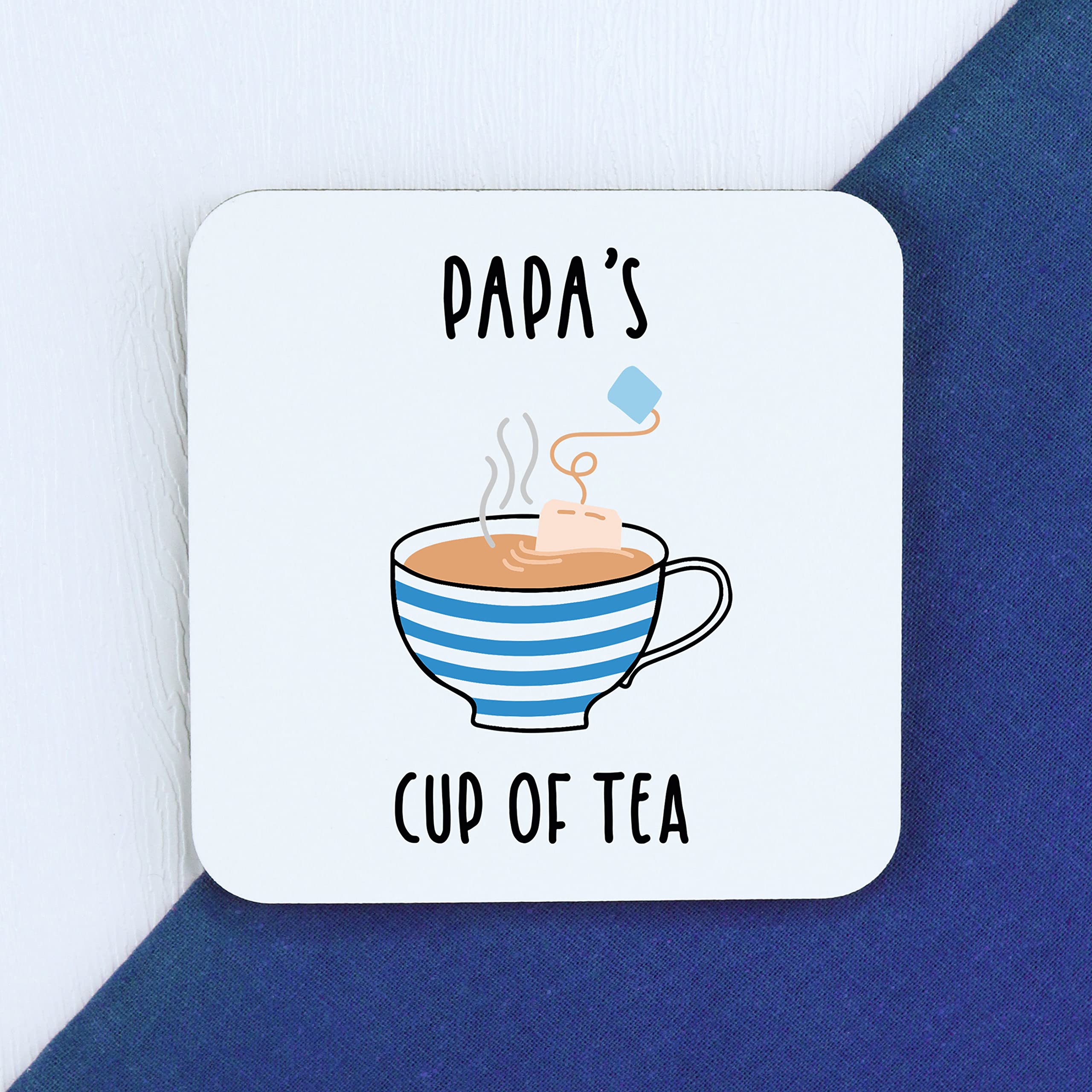 Papa's Cup of Tea Coaster, Printed Square Drinks Mat, Father's Day, Birthday Gifts for Papa