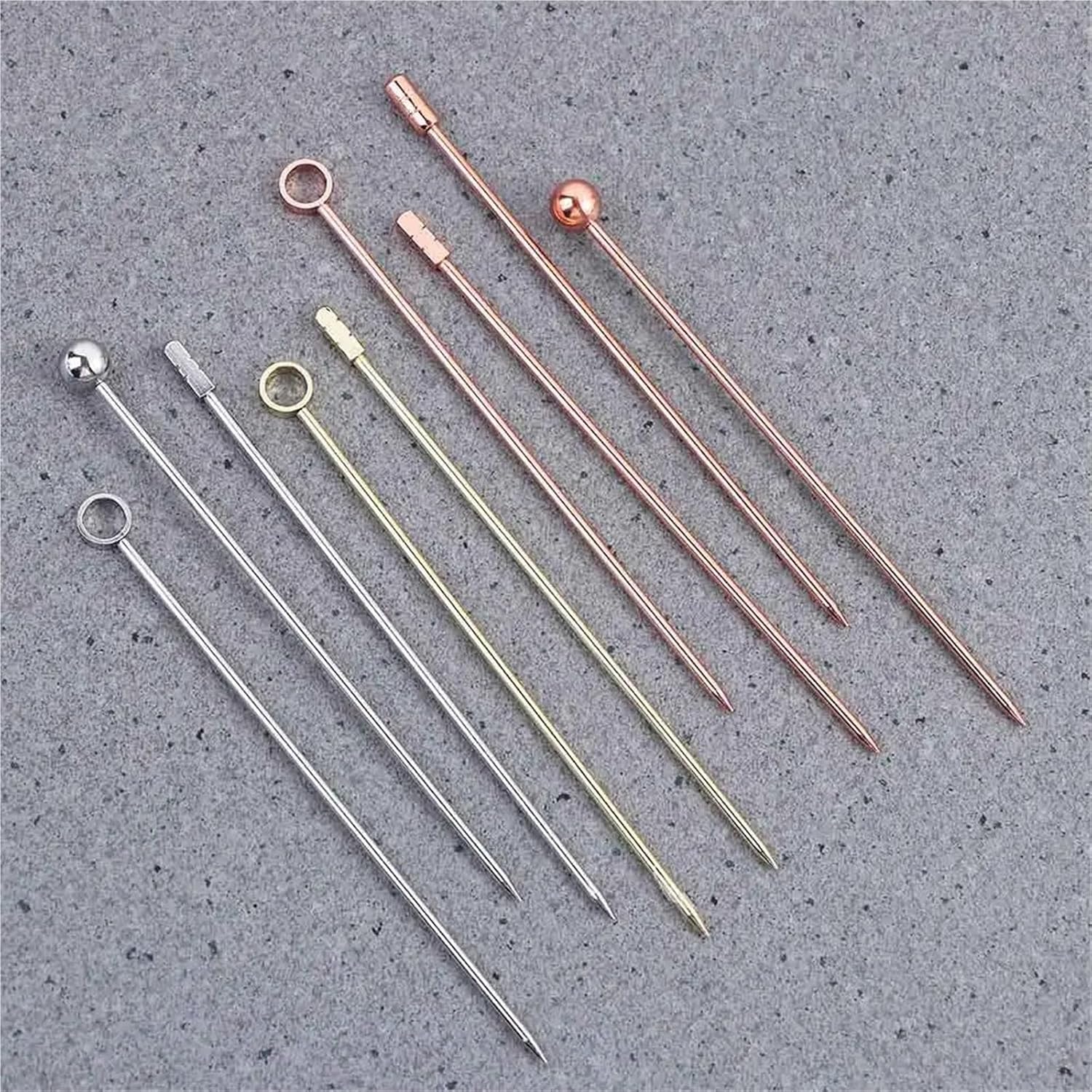 Cocktail Picks 5pcs Stainless Steel Party Bar Kitchen Tools For Drinks Fruit Fork Toothpicks For Party(Copper-3)