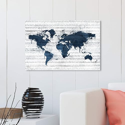 Miniatura 4 de The Oliver Gal Artist Co. Mapas y banderas - Lienzo decorativo para pared, diseño de Mapamundi Boho Navy, Mapas del mundo