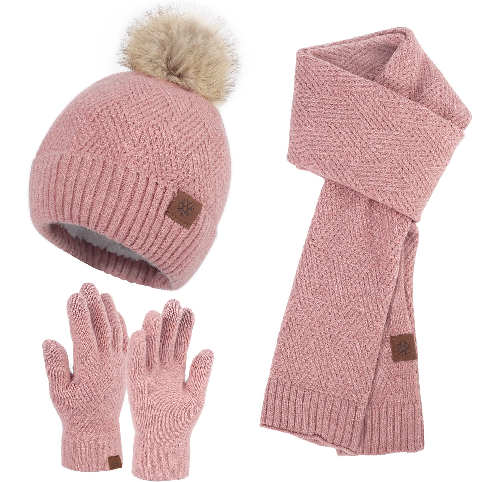 Zimowe rękawiczki beanie szalik zestaw dla kobiet mężczyzn dzianinowa czapka beanie i rękawiczki do ekranów dotykowych